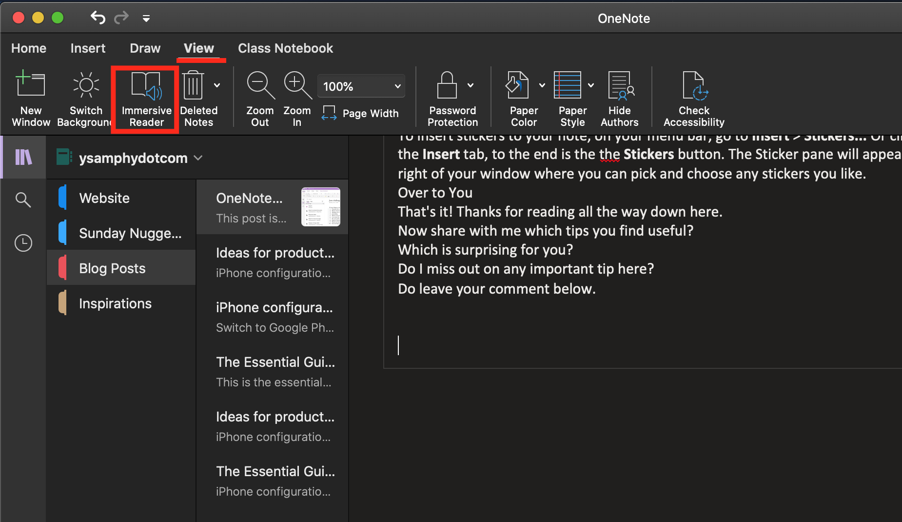 Immersive Reader In Onenote How to use Immersive Reader in OneNote