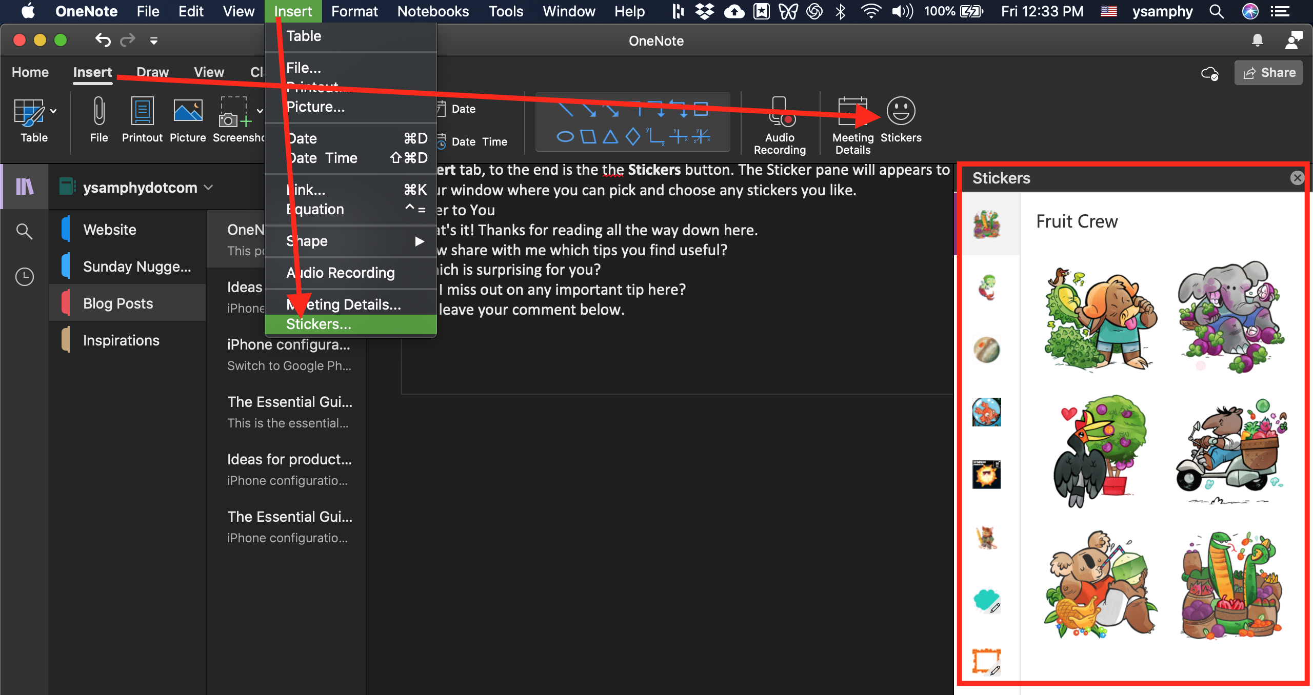 Insert Stickers In Onenote 1 How to insert stickers in OneNote