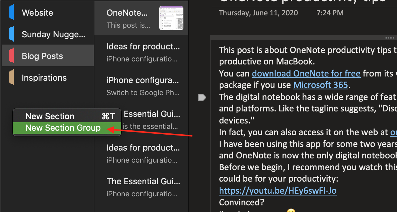 Onenote Section Group Create a group section in OneNote