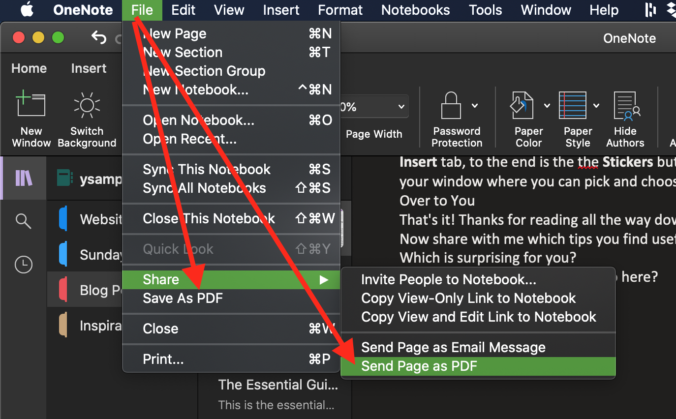 Save As Pdf In Ontenote How to save a page as PDF in OneNote