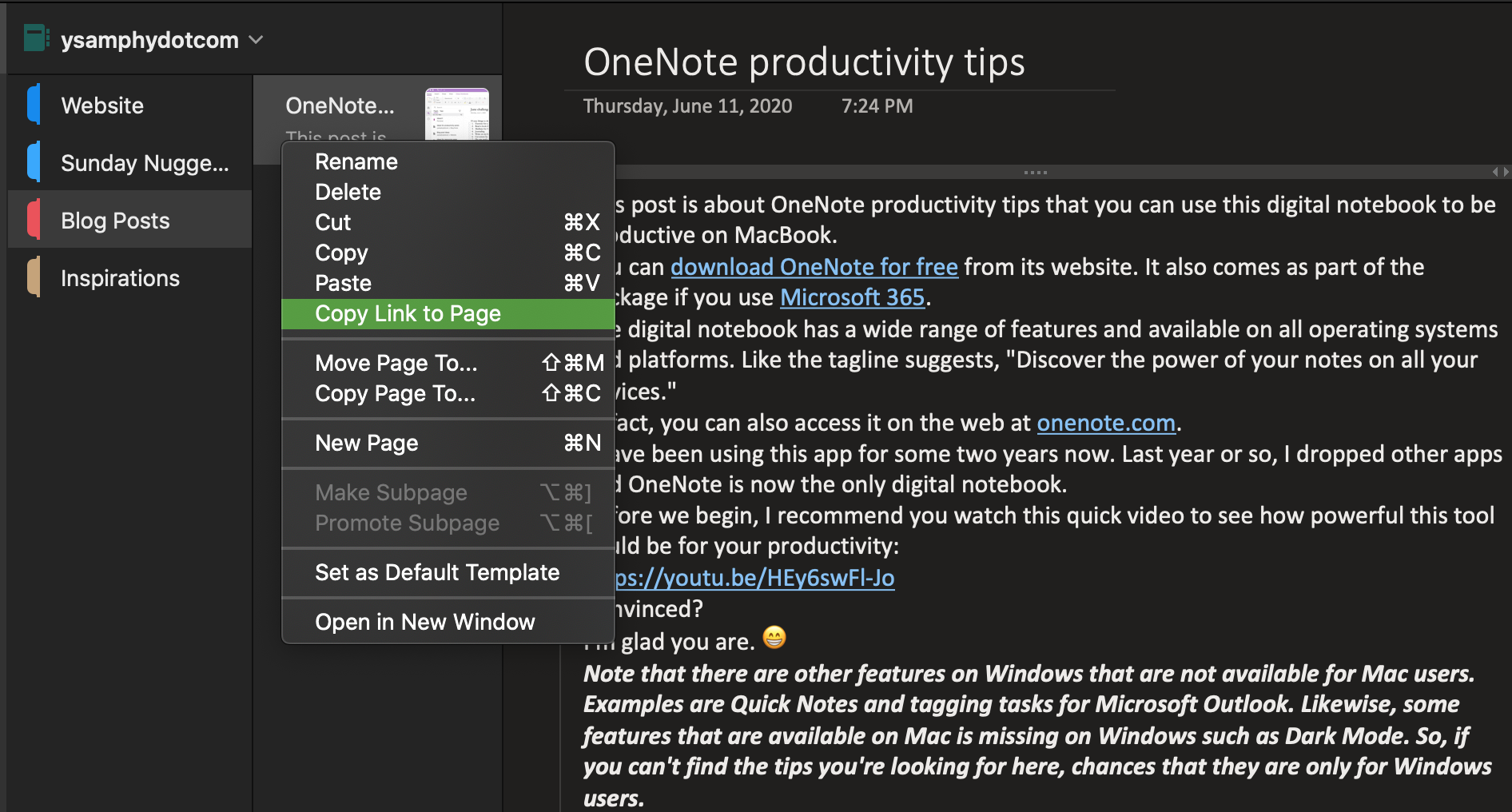 Copy Link To Page In Onenote Copy link to page in OneNote