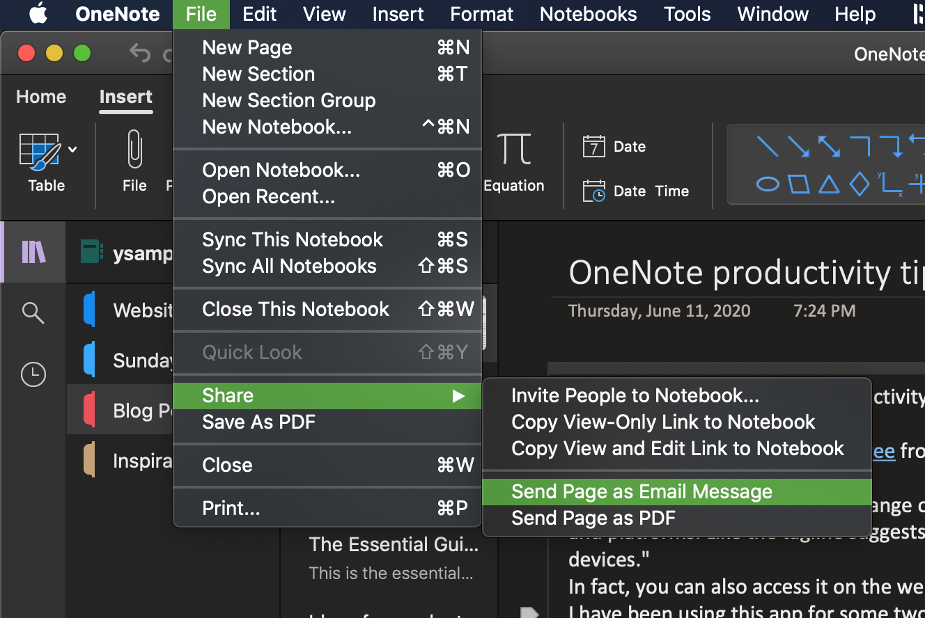 Send Page As Email In Onenote How to send page as email in OneNote