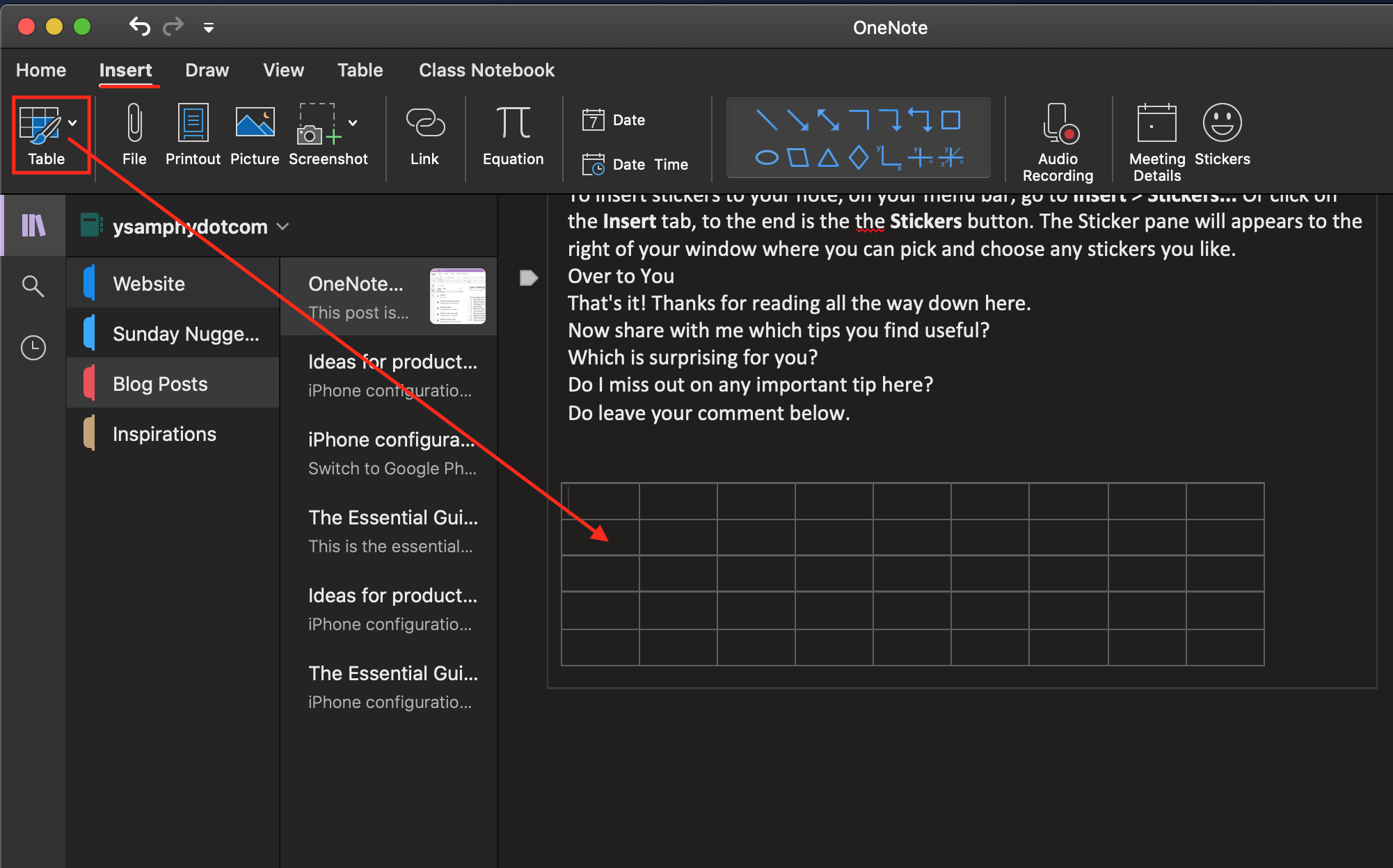 Table In Onenote How to add a table in OneNote