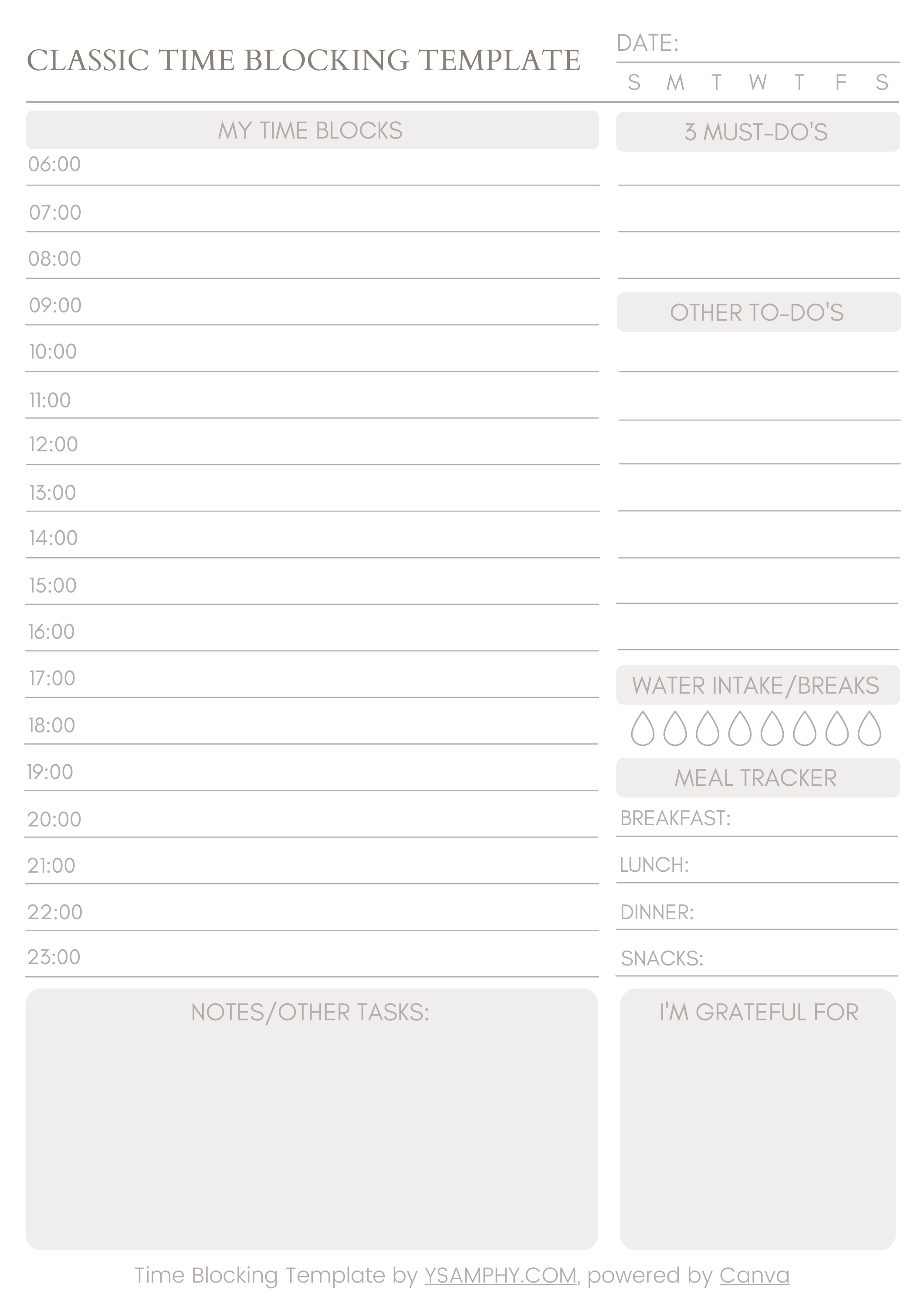 3 Classic Time Blocking Template 3 Classic time blocking template