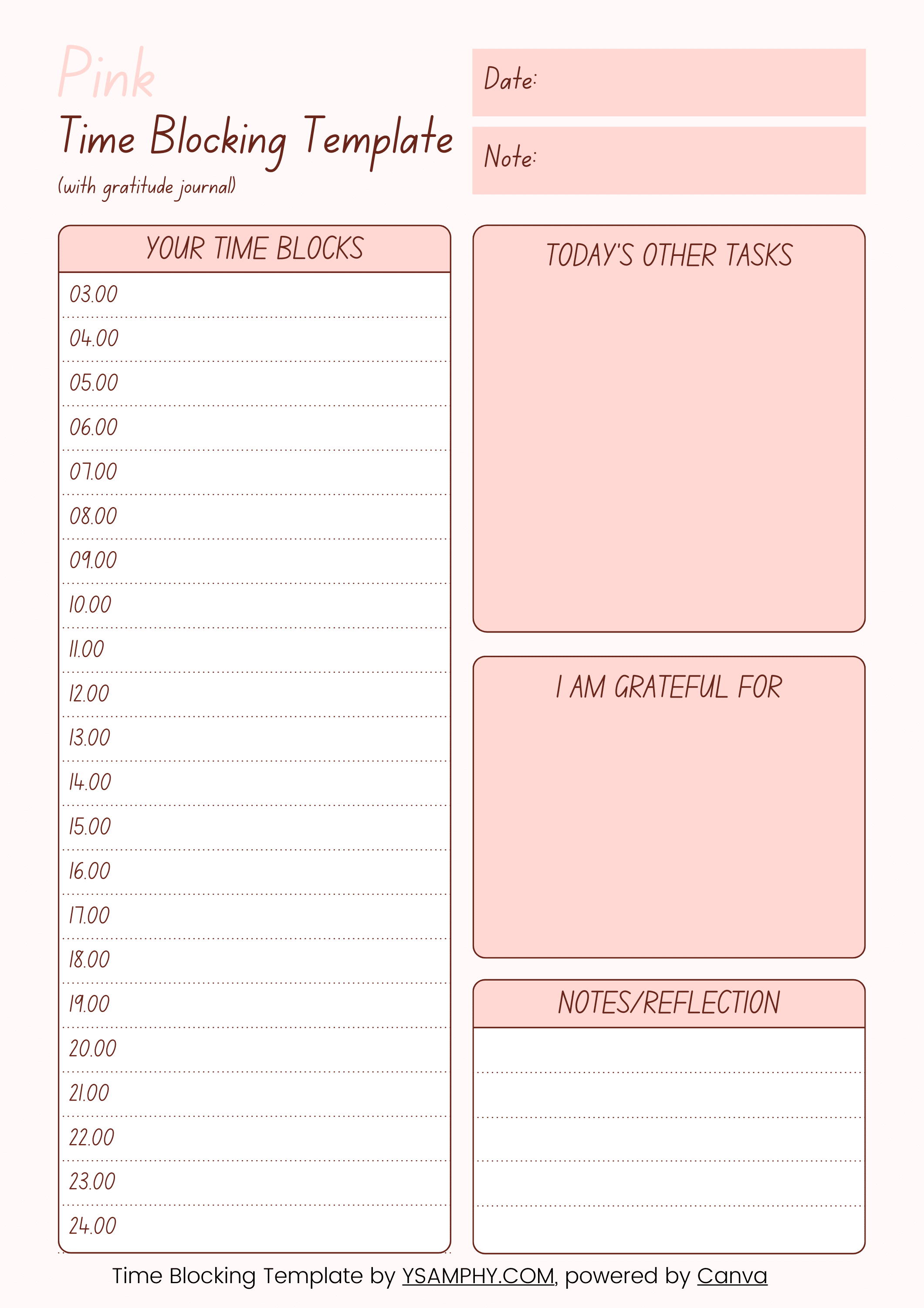 4 Pink Time Blocking (With Gratitude Journal) 4 Pink Time Blocking (with gratitude journal)