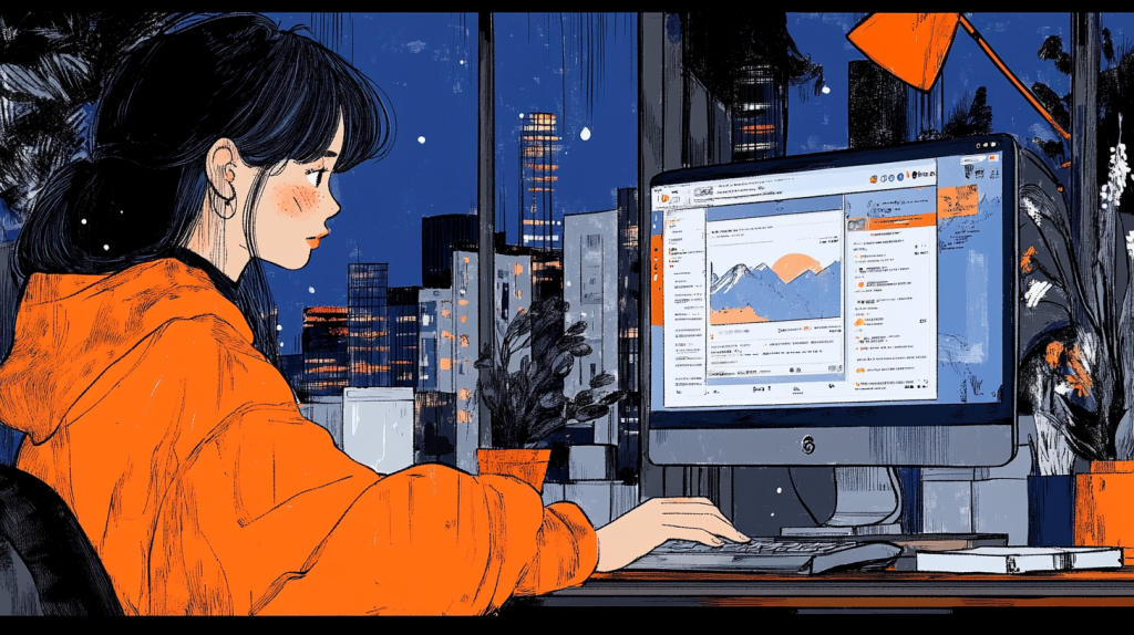 an illustration of a woman working on SEO