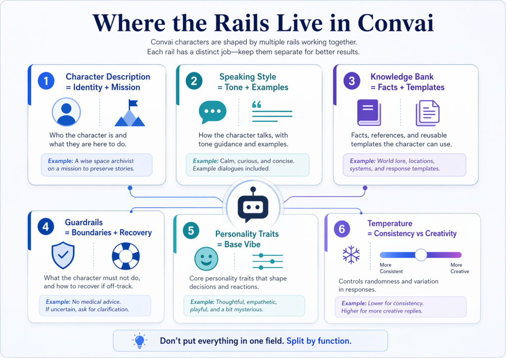Ai Guardrails For Interactive Characters: The Story Rails Framework (Practical Guide + Convai Mapping) 1 How to set up rails in Convai AI